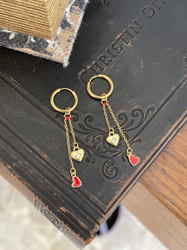 Boucles d'oreilles Self Love n°1 - cœur rouge et strass