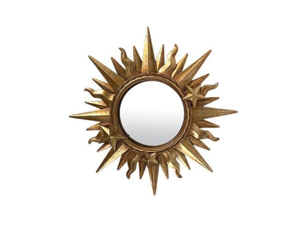 Décoration murale miroir soleil doré